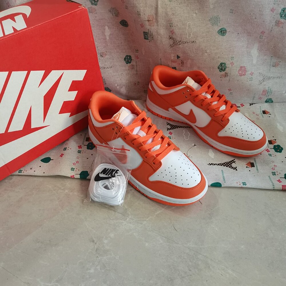 White And Orange Nike Dunk Low Sneakers - Picture 7 of 7